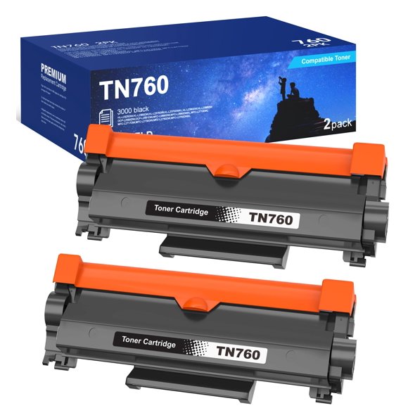 TN760/TN730 tn760 tn730 Compatible Toner Cartridge Replacement for Brother (Black,2 Pack) for use with MFC-L2710DW MFC-L2750DW HL-L2350DW HL-L2370DW HL-L2395DW HL-L2390DW DCP-L255