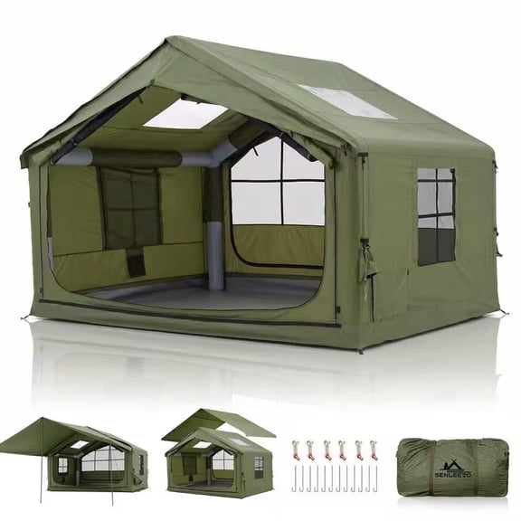 Inflatable Tent for Camping - 6-8 Person Ultra-Quick Setup Blow Up Tent,80.73 Square Feets 4 Season Inflatable Tent with Stove Jack, Inflatable Camping Tent Portable for Outdoor, Waterproof