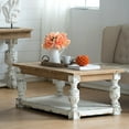 thumbnail image 2 of Hassch Rustic Rectangle Coffee Table, 47.2"L x 27.6"W x 19.7"H, Distressed Brown and White, Farmhouse Inspired Living Room Center Table, 2 of 8