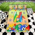 thumbnail image 3 of Erosebridal Letter H Orange Gradient Soccer Ball Print Full Size Sheets, Sports Monogram Bed Sheets for Kids Boys and Girls, 1 Flat Sheet, 1 Fitted Sheet and 2 Pillowcases, 3 of 6