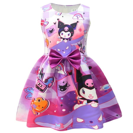 Children's Kuromi Girls' Dress, Princess Summer Holiday Party Dresses, Kawaii Anime, Children's Student Pleated Dress, Perfect Birthday Gift