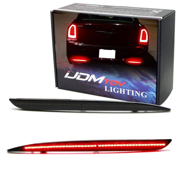 Dark Smoked Lens 90-SMD Full LED Rear Bumper Reflector Light Trim For 2015-up Chrysler 300, Function as Tail or Rear Fog Lights