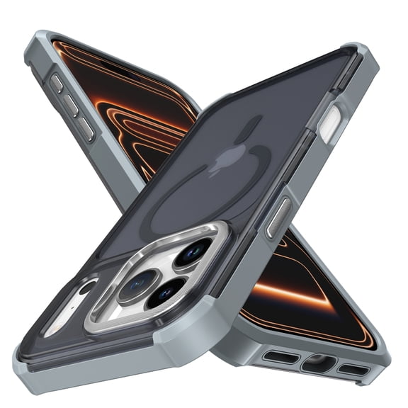 For iPhone 12 Pro Max Case [Military Grade Drop Tested] Magnetic Shockproof Phone Cover with Translucent Matte Back, Compatible with MagSafe Wireless Charging, Slim Fit Rugged,Gray