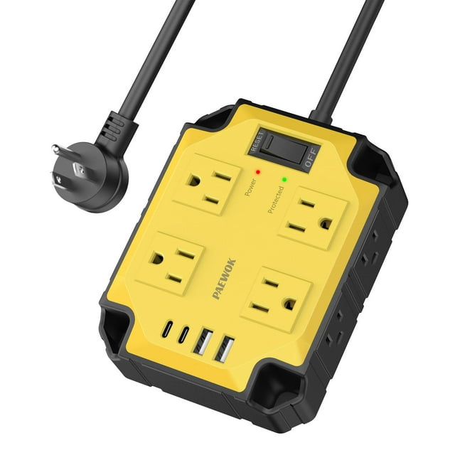 Power Strip PAEWOK de 8 salidas con 4 puertos USB (2 USB-C) 1200J