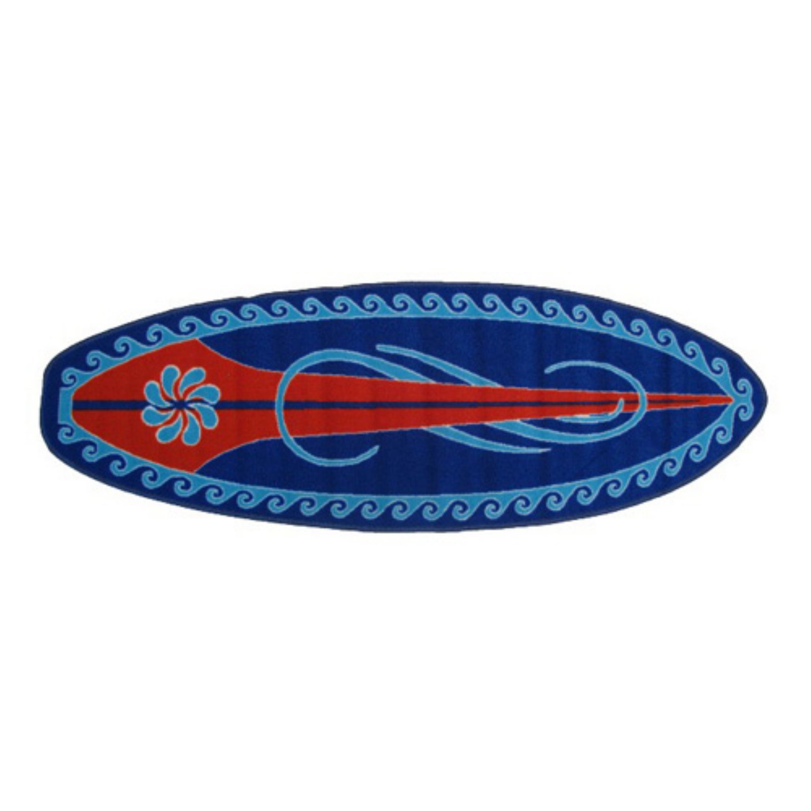 Fun Rugs Surf Time Huntington Surf Surfboard Rug, Red/Blue