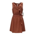 thumbnail image 1 of Ropa Playa Ocean Pacific para Mujer Vestido Olanes Cruzados Sin Manga Smock Cintura Camello Talla M, 1 of 4