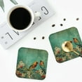 thumbnail image 4 of Vsdgher Retro Birds Leather Coasters for Drinks, Durable Drink Coasters 4 Set for Tabletop Protection, Luxurious Home Décor and Housewarming Gift-Square, 4 of 6