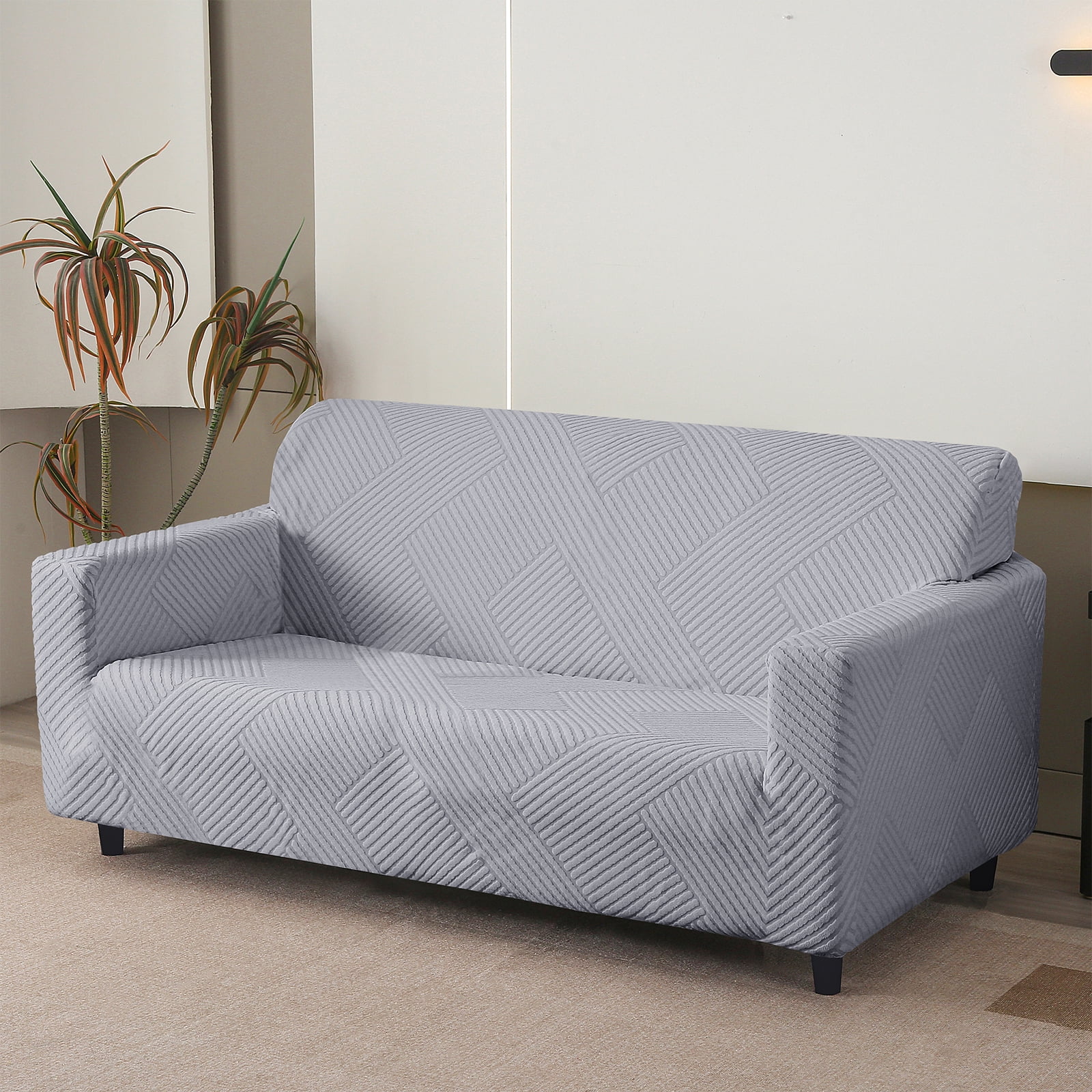 MeyJey Waterproof Sofa Cover, Slipcover for Loveseat Sofa, Stretch Furniture Protector for Kids Dogs Cats Pets, Gray