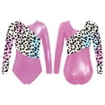 thumbnail image 3 of Oyolan Kids Girls Shiny Metallic Ballet Dance Leotards Long Sleeve Gymnastics Bodysuit Athletic Unitards Colorful Leopard 6, 3 of 4