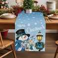 thumbnail image 2 of Blue Snowman Christmas Dresser Scarf Farmhouse, Dining Table Decorations for Wedding/Parties, Xmas Gifts Wreath Snowflake Table Runner 72 Inches Long for Kitchen Dining, 13 x 72 In, 2 of 9