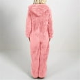 thumbnail image 4 of BRGZLK Womens Onesie Homewear Sherpa Hooded Jumpsuit Fuzzy Warm Romper Winter Adult Loungewear with Pockets Casual Homewear Pink S, 4 of 5