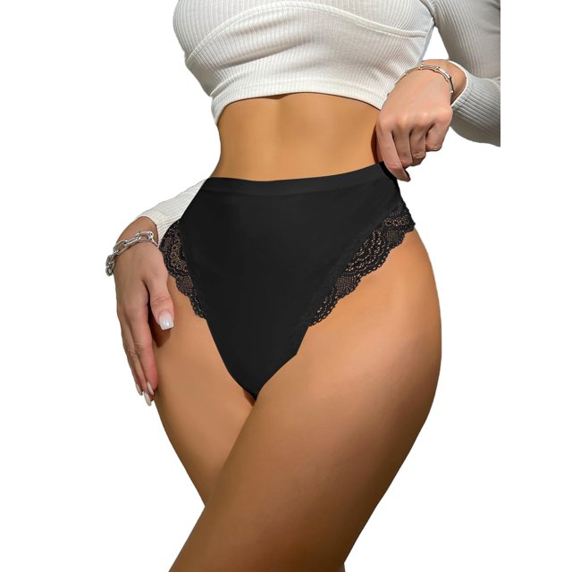 Pantalones Milumia sexy de encaje de cintura alta para mujer, talla XL, color negro