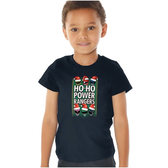 Power Rangers Ho Ho Power Rangers Christmas Kids T Shirt (3) for Toddler Boys and Girls, Navy