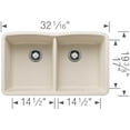 thumbnail image 2 of Blanco 440185 Diamond 32" Undermount Double Basin Silgranit Kitchen Sink - Volcano Gray, 2 of 7