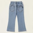thumbnail image 6 of Qingpeng Girl's Casual High Waist Solid Denim Pants Stretchy Flare Leg Jeans with Pocket, 6 of 9