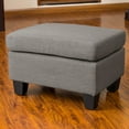 thumbnail image 2 of GDF Studio Judkins Contemporary Fabric Upholstered Ottoman, Ash Gray and Dark Brown, 2 of 5