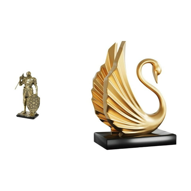 Figura decorativa de caballero, escultura, artesanía, decoración de escritorio, figura coleccionable, estatua de cisne de resina, adecuada para el