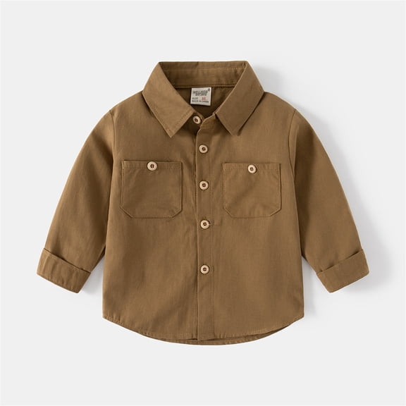 Boys T Shirts Toddler Boys Long Sleeve Patchwork Gentleman Solid Shirt Girls Tops A 5-6 Years