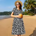 thumbnail image 4 of Balery Similar To Leopard Print Vestidos sueltos de manga corta para mujer, vestidos de verano 2025, vestidos casuales de corte A con vuelo., 4 of 6