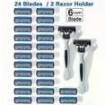 thumbnail image 2 of Premium Mens Safety Razor Set - 2 Handles with 24 Ultra-Sharp Blades - Ergonomic Design for Smooth Hair Removal - 6-Layer Stainless Steel Shaving Head, 2 of 4