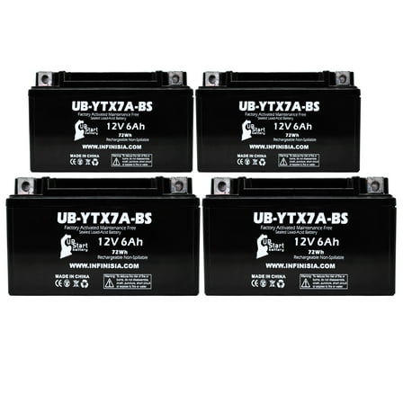 4-Pack UpStart Battery UB-YTX7A-BS Replacement for Craftsman R110 Riding Mower 12V 6AH - Sealed Lead Acid AGM SLA Maintenance Fee