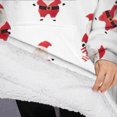 thumbnail image 3 of Oversized Wearable Blanket Hoodie,White Christmas Santa Pattern Sherpa Blanket Hoodie with Super Pockets,Super Warm Fuzzy Pullover for Women & Men, 3 of 6