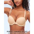 thumbnail image 4 of YANDW Women's Racerback Push Up Bra Front Closure Padded T-Shirt Bras Seamless Underwire Add Cup, Beige 38B, 4 of 6