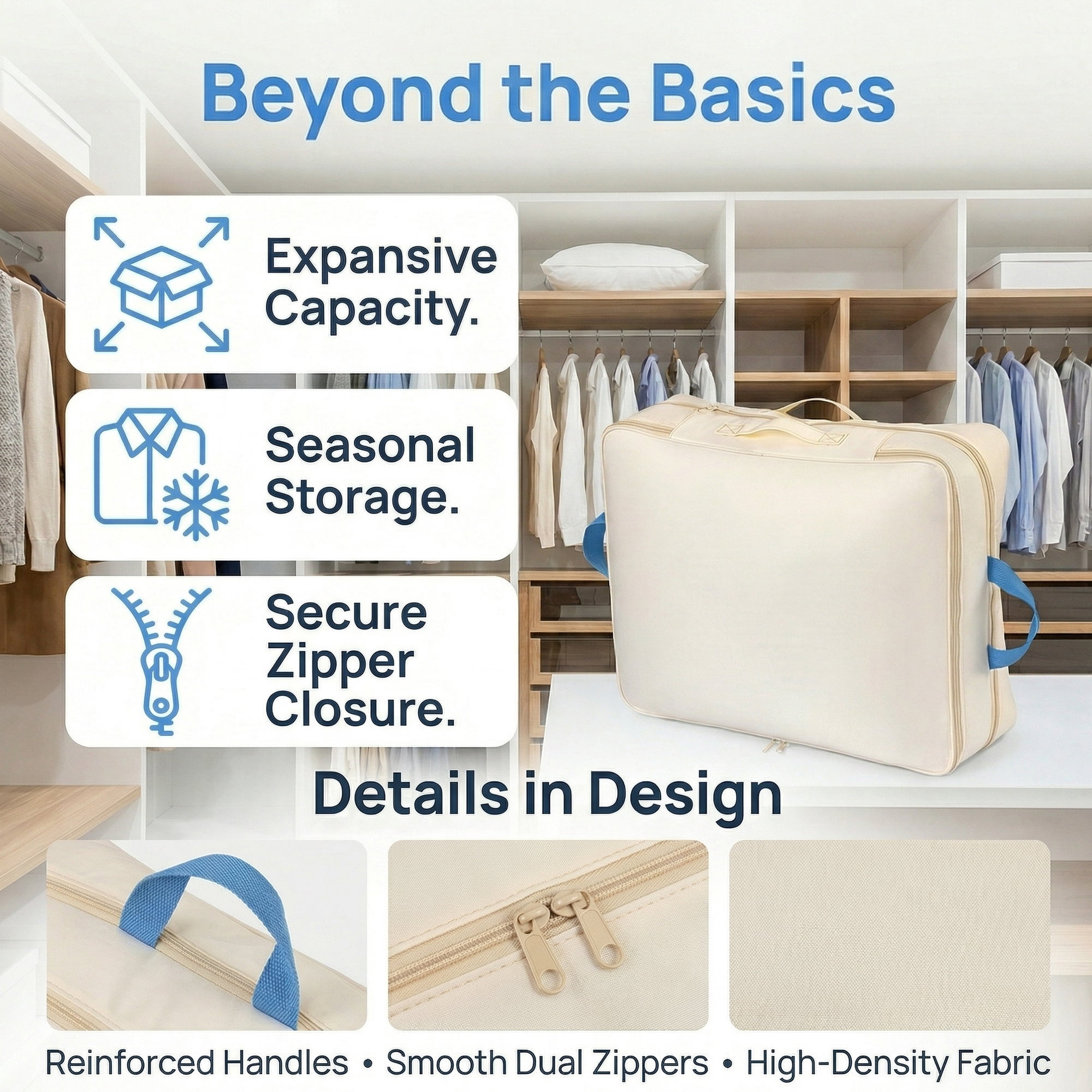 Unique Bargains Clothes Storage Bags for Organizing Bedroom White 19.7"x15.7"x11.8"