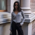 thumbnail image 4 of Women'S Open Front Sweater Long Sleeve Button Down Knit Crop Cardigan Chunky Loose Outerwear Coats Gray S, 4 of 5