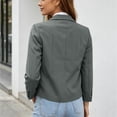 thumbnail image 4 of Antinious Women Business Casual Work Jacket V-Neck Collared Long Sleeve Button Chest Pocket British Style Blazer Suits, 4 of 5