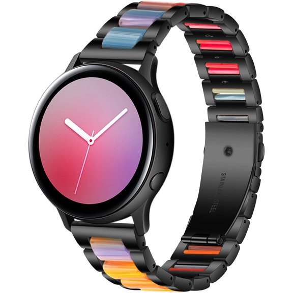 MYKOMI Resin Stainless Steel Watchband Compatible with Samsung Galaxy Watch 7 FE 6 5 4 Band 44mm 40mm/Watch Active 2/Active1 40mm/Watch 42mm/Watch 3 41mm Wristband 20MM Metal Replacement Strap