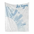 thumbnail image 1 of Las Vegas Soft Flannel Fleece Blanket, Buildings Urban City Love Themed Composition with Las Vegas Lettering and Birds, Cozy Plush for Indoor and Outdoor Use, 60" x 80", Blue White, by Ambesonne, 1 of 6