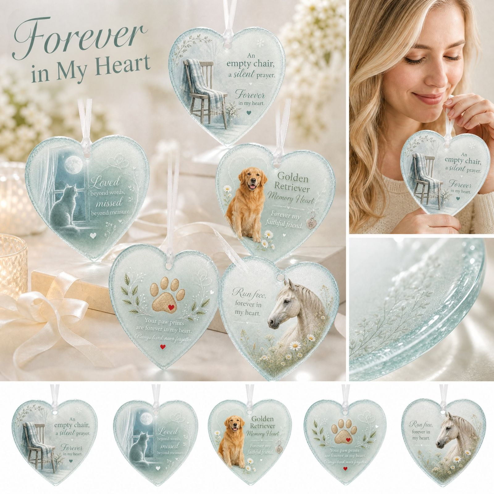 Memorial Heart Shaped Hanging Ornament Commemorative Keepsake Decoration For Remembrance Anniversary Home Window And Thoughtful Gift Giving For Remembrance Spaces Windows Trees And Home Decor