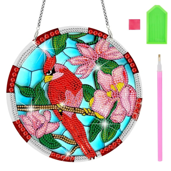 EEEkit DIY Cardinal Bird Diamonds Painting and Wall Hanging Sign Kit