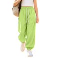 thumbnail image 5 of TIREOW Girls Boys Wide Leg Sweatpants Solid Color Elastic Waist Baggy Sweat Pants Kids Fashion Lightweight Casual Loose Fit Jogger Pants, 5 of 5