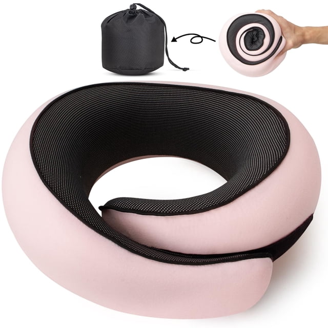 Almohada de viaje NOCRLG Travel Neck 100% espuma viscoelástica rosa