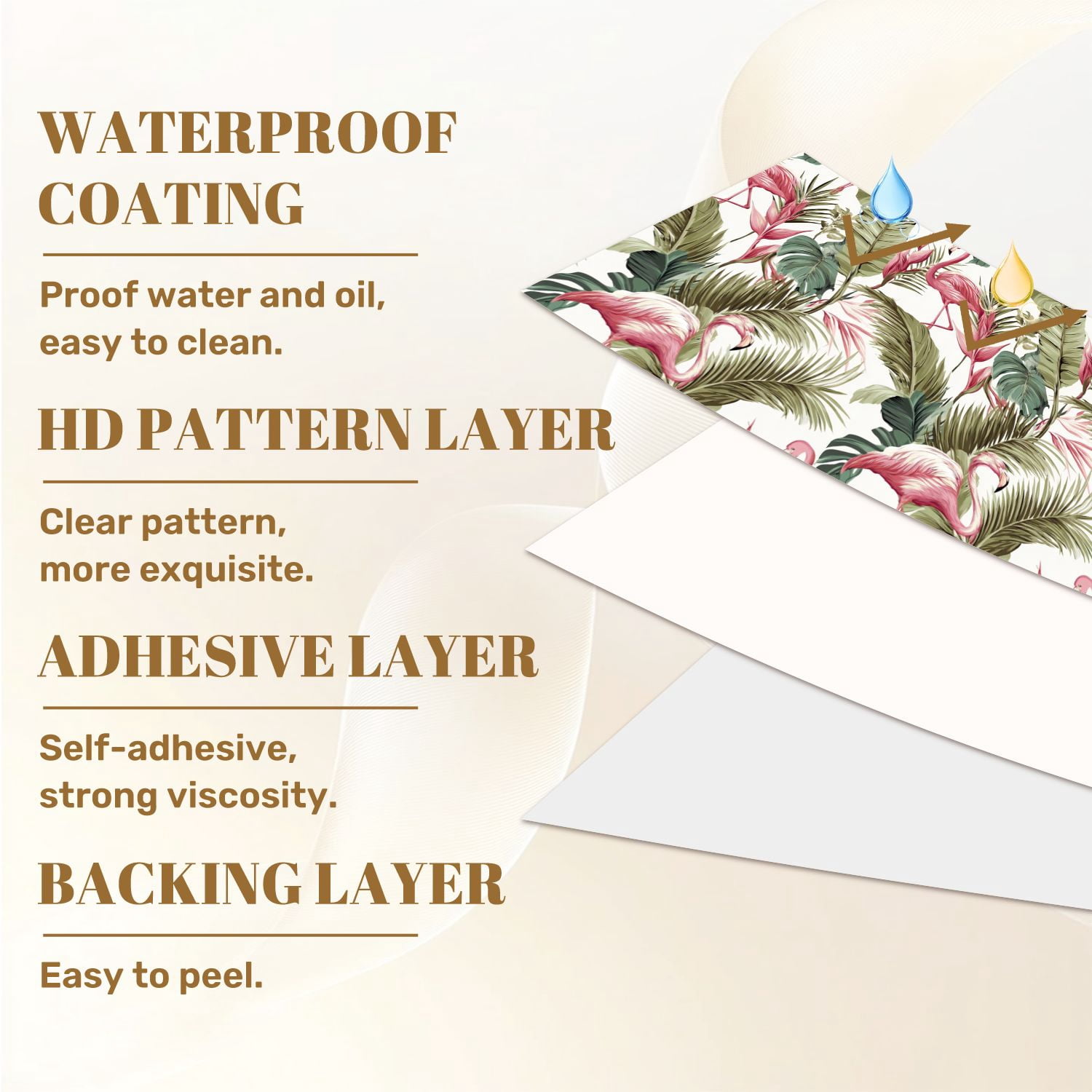 Vintage Peel and Stick Wallpaper Tropical Flamingo Palm Leaf Pink Green Foliage Wall Mural 23.6in x 9.8ft Self Adhesive Removable Wall Paper Renter Friendly Wallpaper for Nursery Bedroom Cabinets
