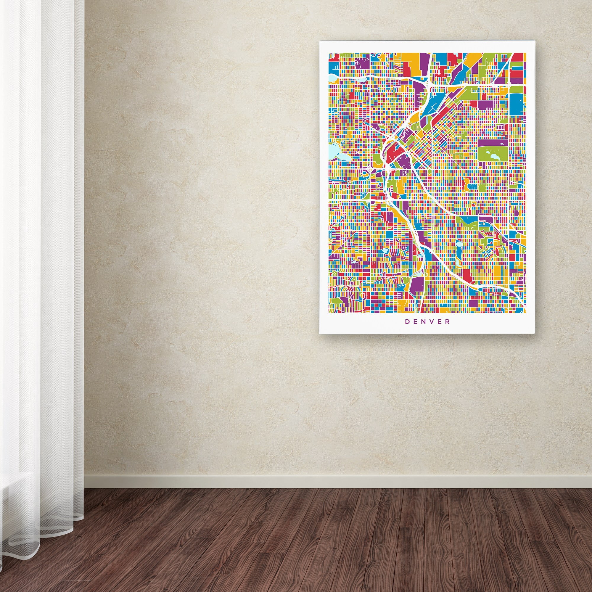Trademark Fine Art "Denver Colorado Street Map 2" Canvas Art by Michael Tompsett