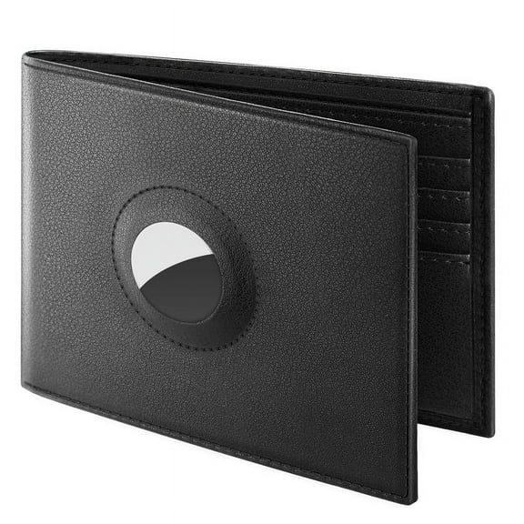 Hawanik Air Tag Wallet Holder, Large Bifold Mens Wallet for AirTag RFID Blocking with 2 ID Windows and Integrated Holder for AirTag