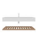 thumbnail image 4 of 48" Bathroom Vanity with Vessel Sink, Wall-Mounted Floating White Rectangular Acrylic Integrated Basin without Faucet, Striped Shelves Layer, Natural Woodgrain Color, 4 of 6