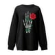 thumbnail image 4 of Camiseta suelta estampada a la moda para mujer, blusa de manga larga, cuello redondo, camisetas informales Pompotops FGAJ5371, 4 of 6