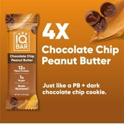 IQBAR Chocolate Chip Peanut Butter Protein Bars - Vegan Energy Bars - High Fiber Vegan Snacks - 4 Count Box