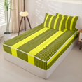 thumbnail image 3 of Castle Fairy Geometric Thin Vertical Stripe Zipper Twin Comforter Sets with Fitted Sheet and 2 Pillowcases,Mid Century Wide Band Zipper Bedding Set,Yellow Black,Reversible, 3 of 5