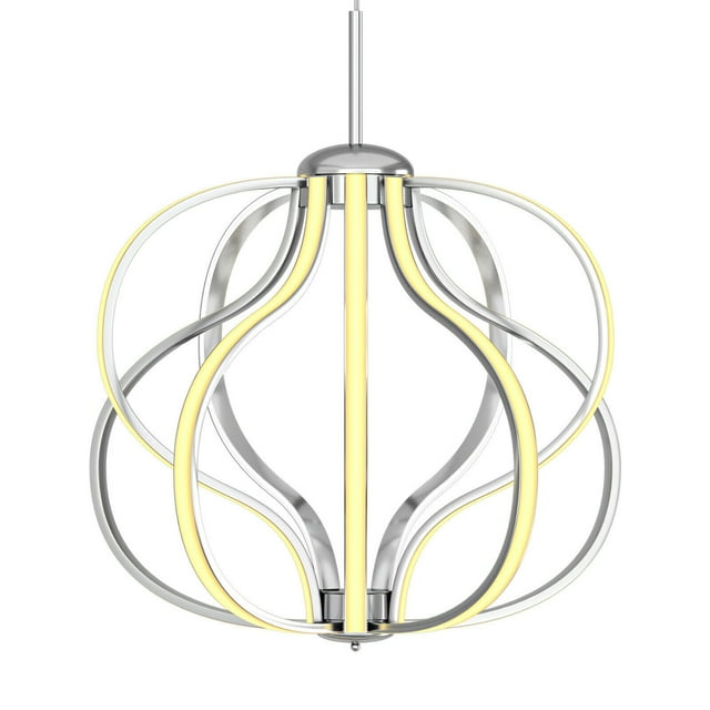 Gymax Lustre Moderne Dimmable à LED Plaqué Chrome avec LED Blanc Chaud