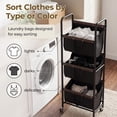 thumbnail image 4 of GRANNY SAYS 3-Tier Laundry Hamper Sorter, 3 Section Laundry Basket with Wheels for Laundry Room, Dorm, Bathroom & Closet, Black, 4 of 9