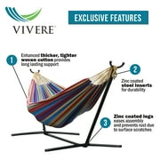 Vivere Double Cotton Hammock, Comfortable Daybed with Steel Stand, 9 Foot, Tropical