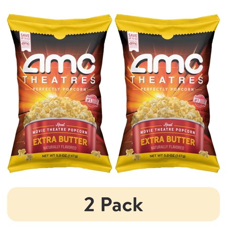 (2 pack) AMC Theatres Ready to Eat Popcorn, Extra Butter
