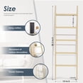 thumbnail image 5 of 5-Tier Blanket Ladder Wooden, Non-folding 4.8FT(57.5'') Blanket Quilt Holder Rack Decorative Ladder, Easy Assembly, Rustic Farmhouse Ladder Shelf for The Living Room Bedroom Home Decor, Natural, 5 of 17