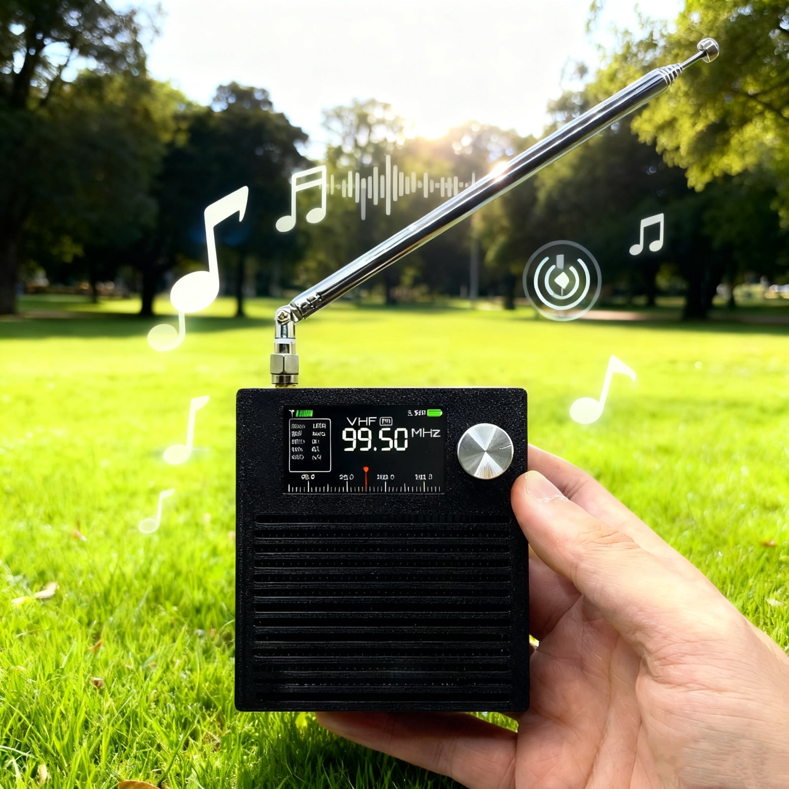 HUISZJ Portable Pocket Radio, 3000Mah Battery Earphone Amplifier Circuit with Antenna, Mini Pocket Radio for Outdoor Jogging Emergency