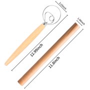 WLGJL 11.8 Inches Wood Rolling Pin Dough Roller, Wooden Rolling Pin for Baking Pasta Fondant， Baking Company Baker’s Dough Whisk, Single-Loop, 2pack